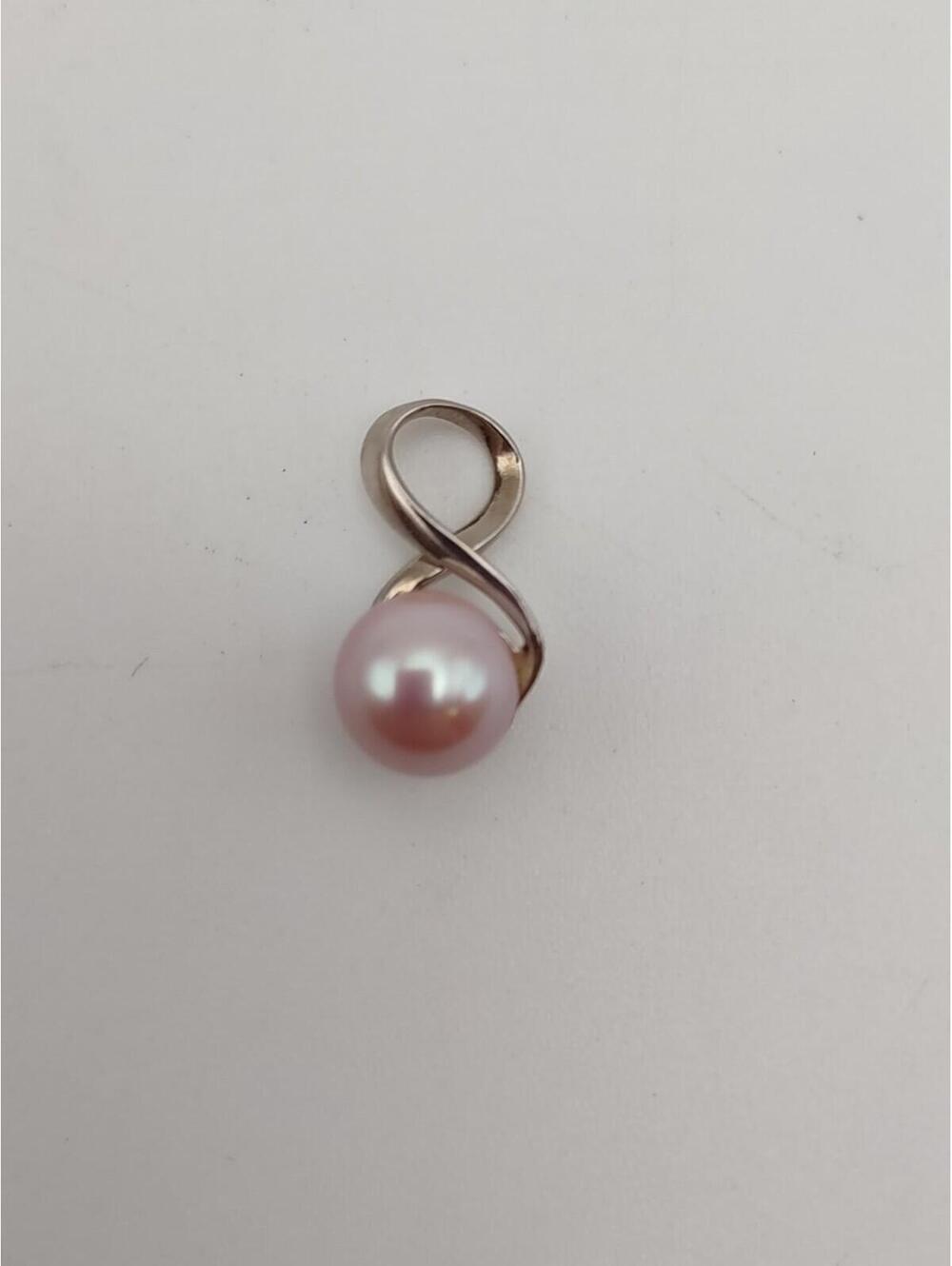 925 Sterling Pink Pearl Infinity Loop Pendant Gift for Mom